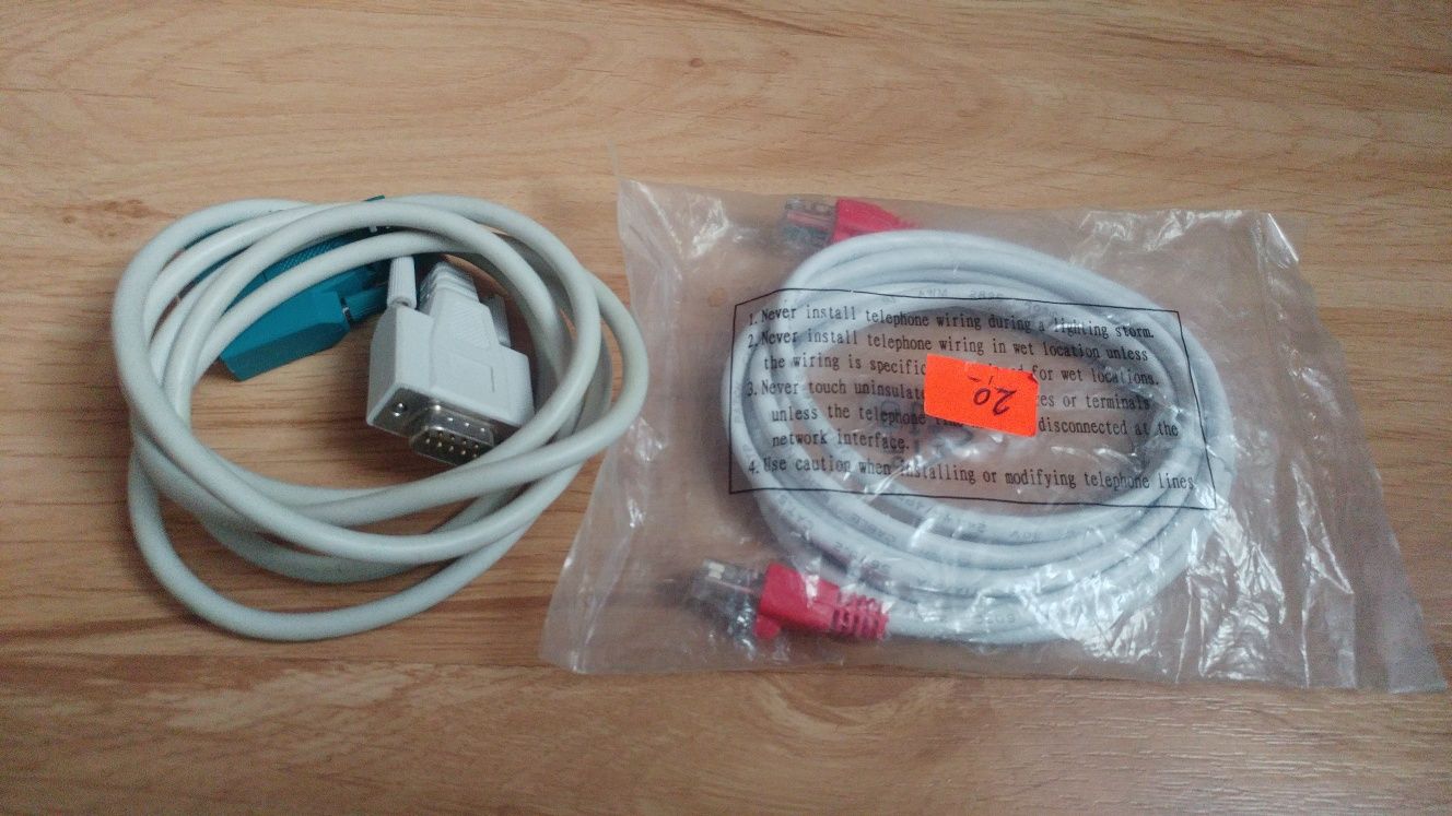 Kabel do komputera COM 1,5m i do internetu RJ45.