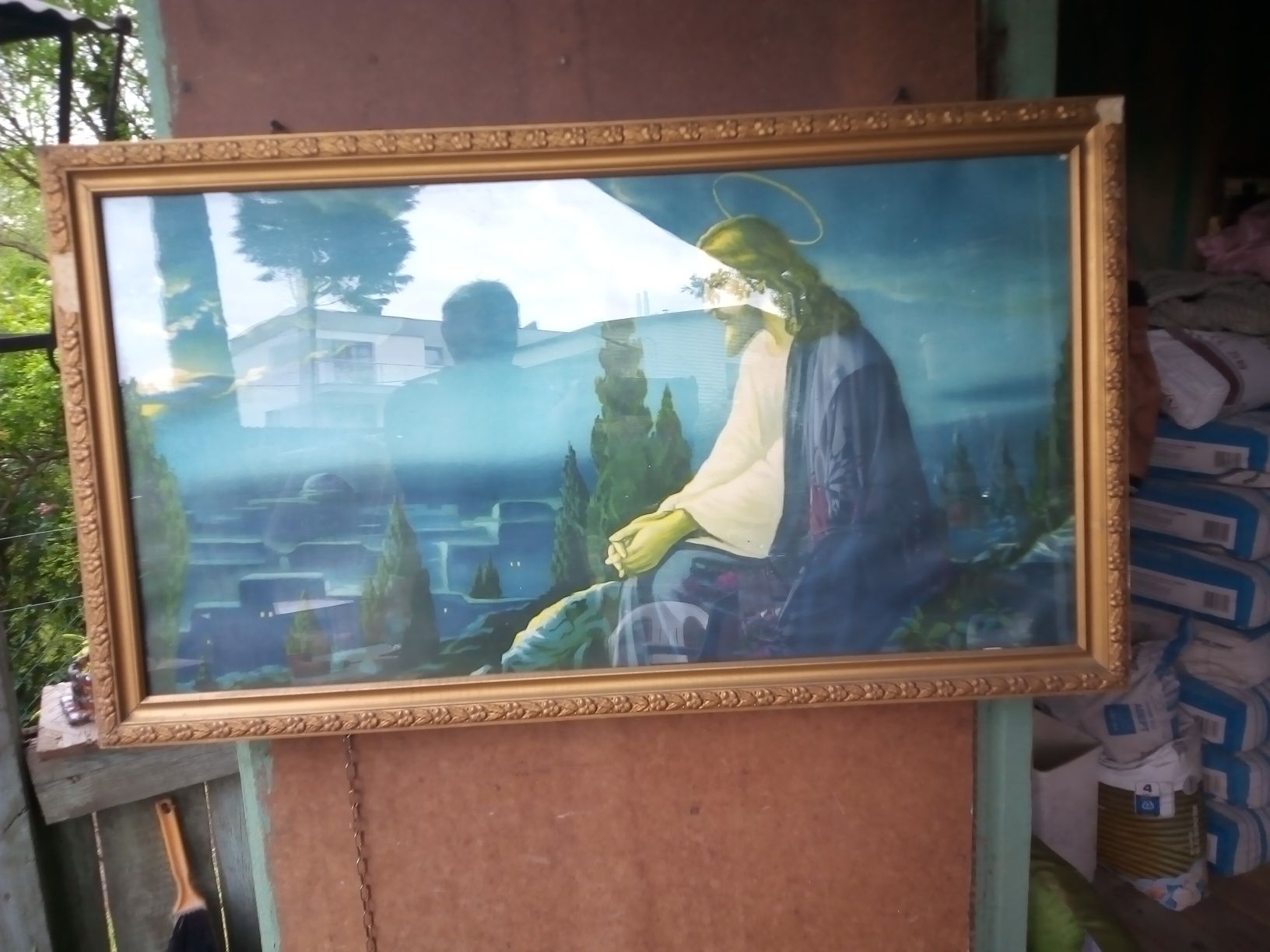 Obraz religijny o wymiarach 101x57 cm-caly bez uszkodzeń.-moge podwieź