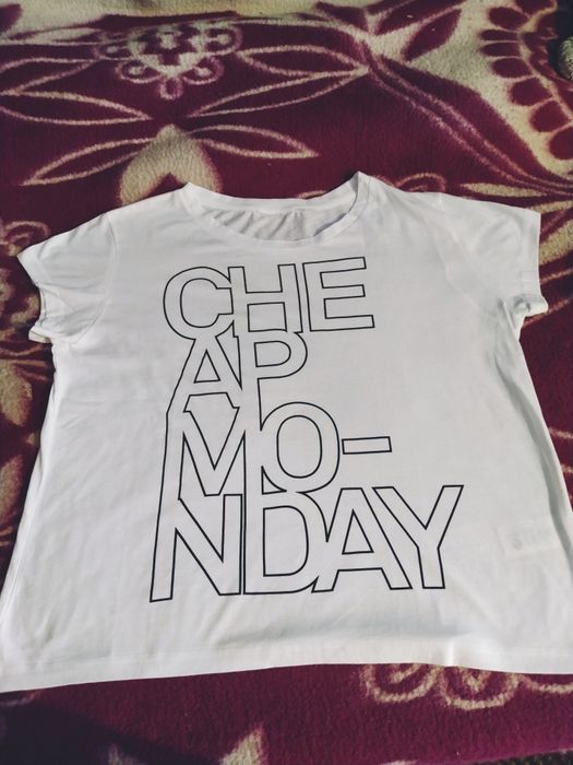 Cheap monday Новейшая футболка. Унисекс. Хлопок 100%