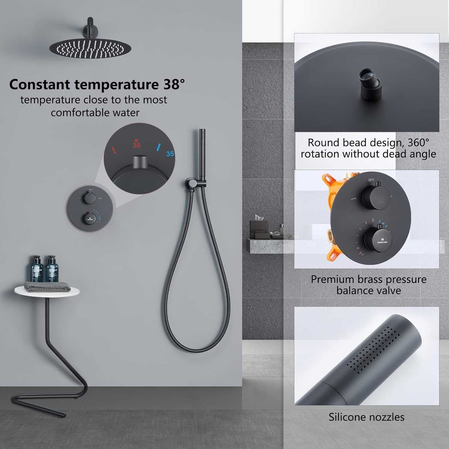 HOMELODY душова система прихованого монтажу з термостатом