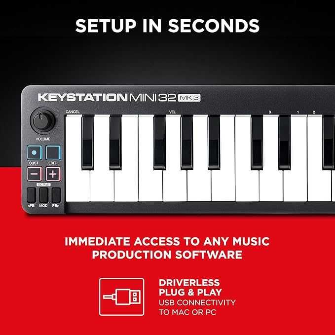 M-Audio Keystation Mini 32 MK3 Controlador MIDI - Como Novo!