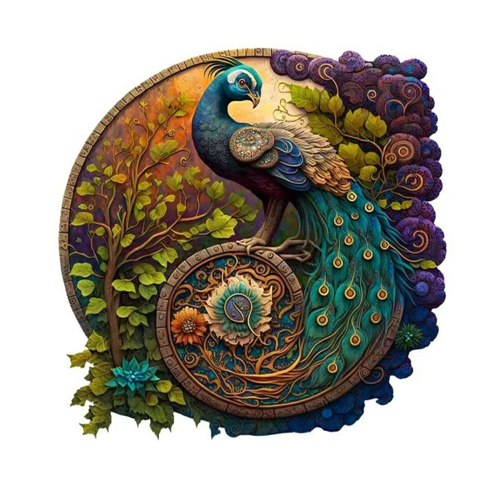 Puzzle 3D drewniane ekologiczne paw okrągłe zwierzęta