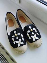 Piękne espadryle 36 Jenny Fairy czarne, białe kremowe buty na wiosnę
