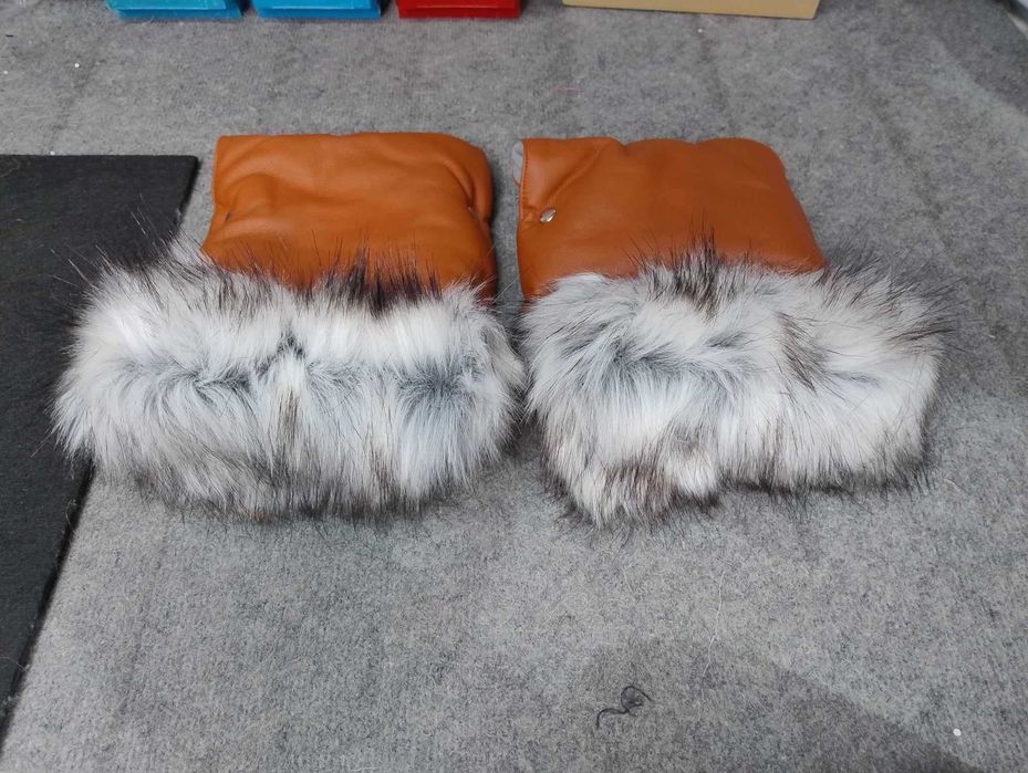 Rękawiczki do wózka z eko skóry brązowe