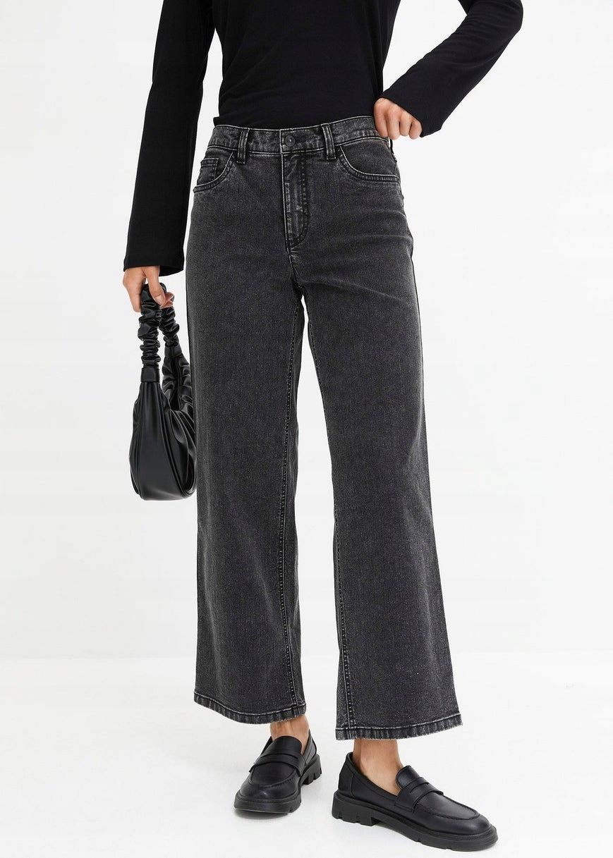 B.P.C jeansy 7/8 czarne szerokie ^46