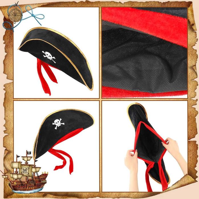 Strój pirata dla dzieci Kostium Akcesoria 8 części Uniwersalny