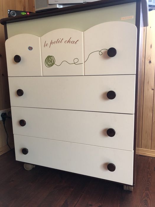 Пеленальний комод Micuna Cats з натурального дерева з ванночкою