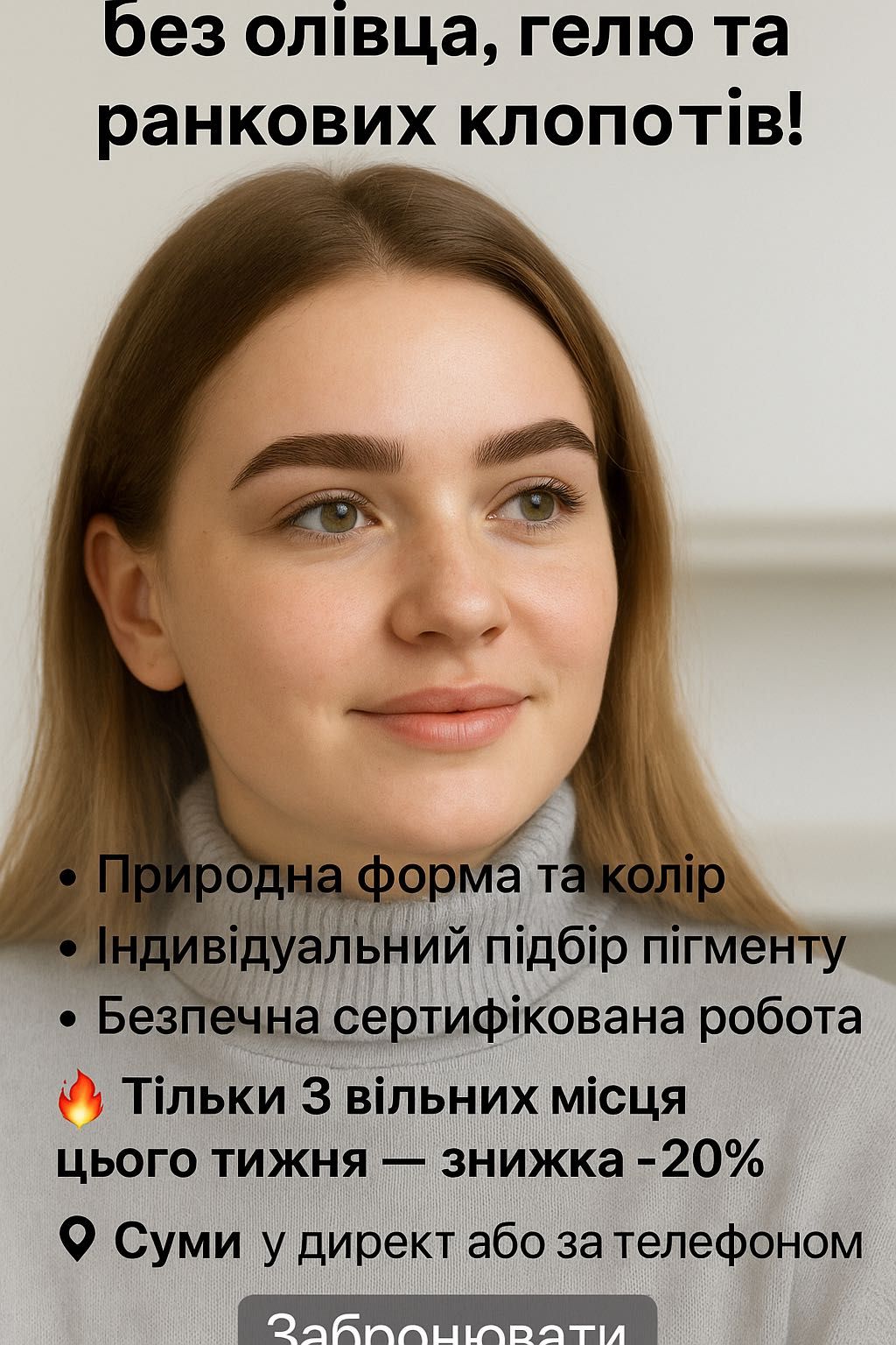 Потрібні моделі на Перманентний макіяж брів  для оновлення портофоліо
