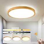 YYUTLUO lampa LED Ø50 cm – okrągła, drewniana, ściemniana pilotem, 36W