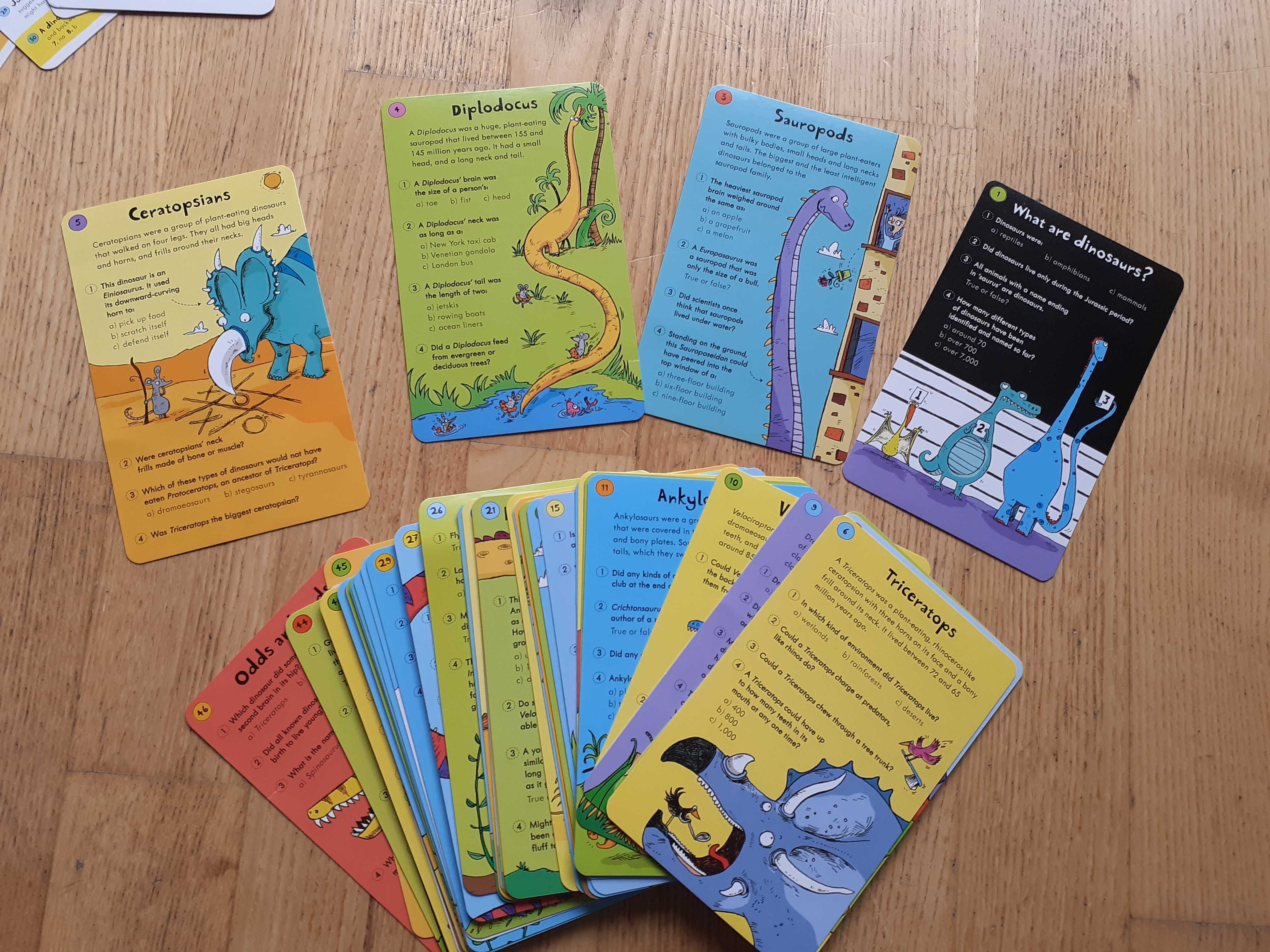 USBORNE Dinosaur Quiz Cards gra 450 pytań i odp po angielsku dinozaury