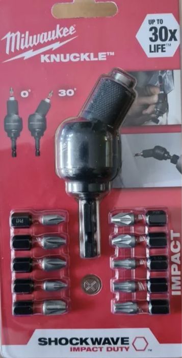 Угловая, кутова насадка KNUCKLE™SHOCKWAVE™ + 10 бит MILWAUKEE