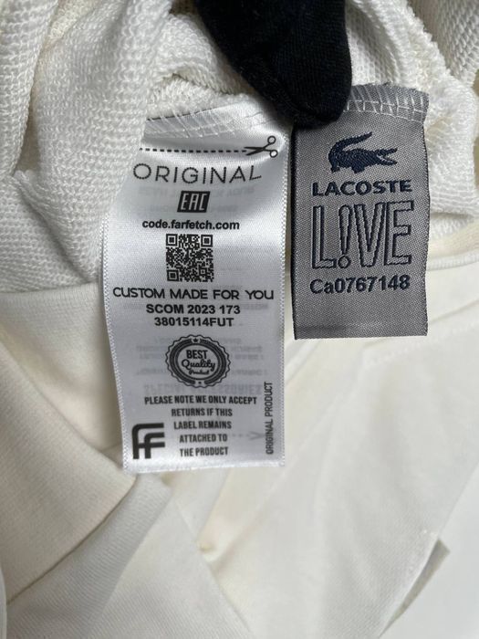 Свитшот Lacoste мужской батник белый черный