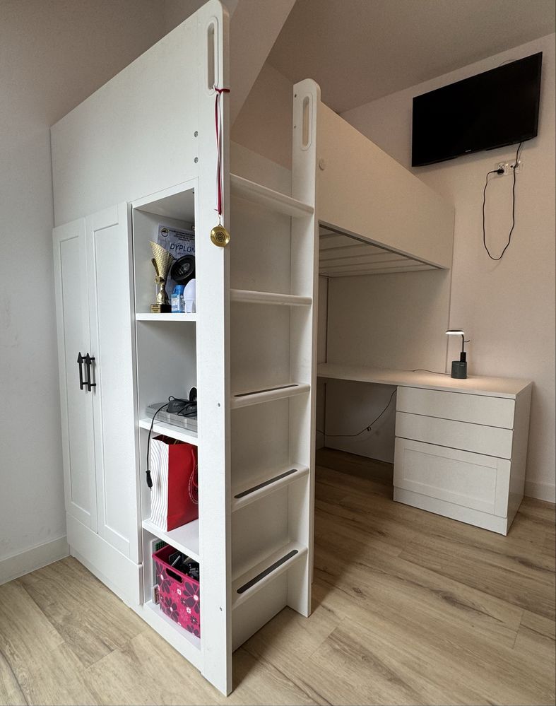 SMASTAD - rama łóżka z antresolą i biurkiem IKEA