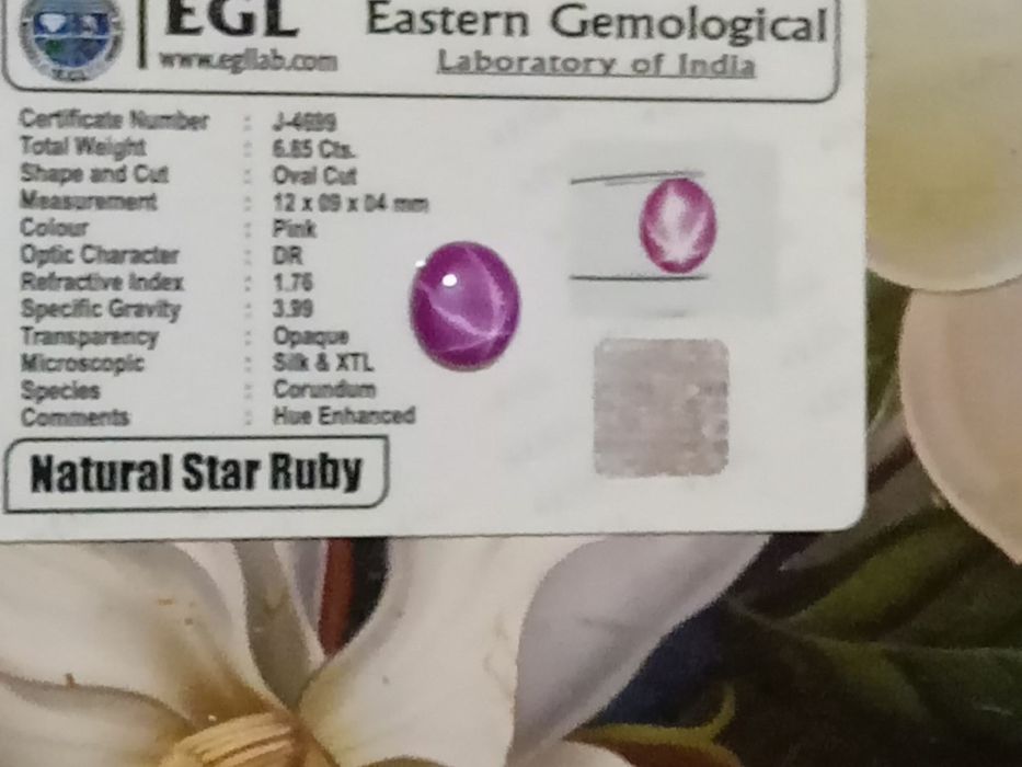 RUBIN Naturalny - GWIAZDA _ na złoty pierścionek - certyfikat