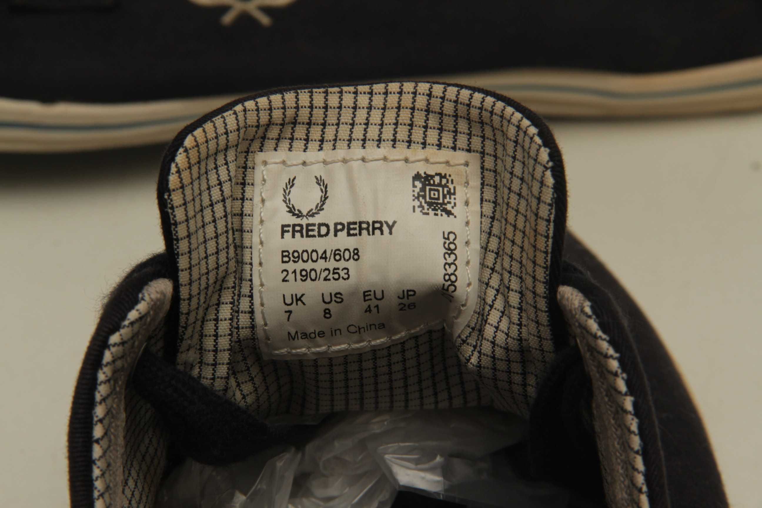 Fred perry рр 40 25.5 см кеды топсайдеры из хлопка