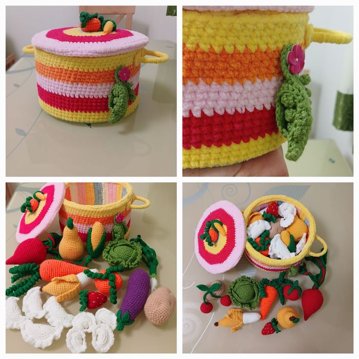 Овочі, фрукти. Посуд . в'язані. ручної роботи.
