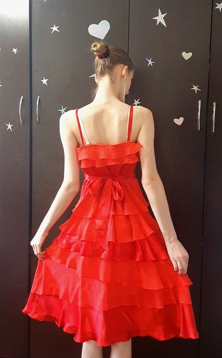 Сукня червона атласна плаття Monsoon платье жіноче гарне нарядне