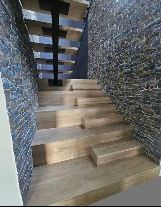 Schody drewniane Wielkopolska samonośne na beton