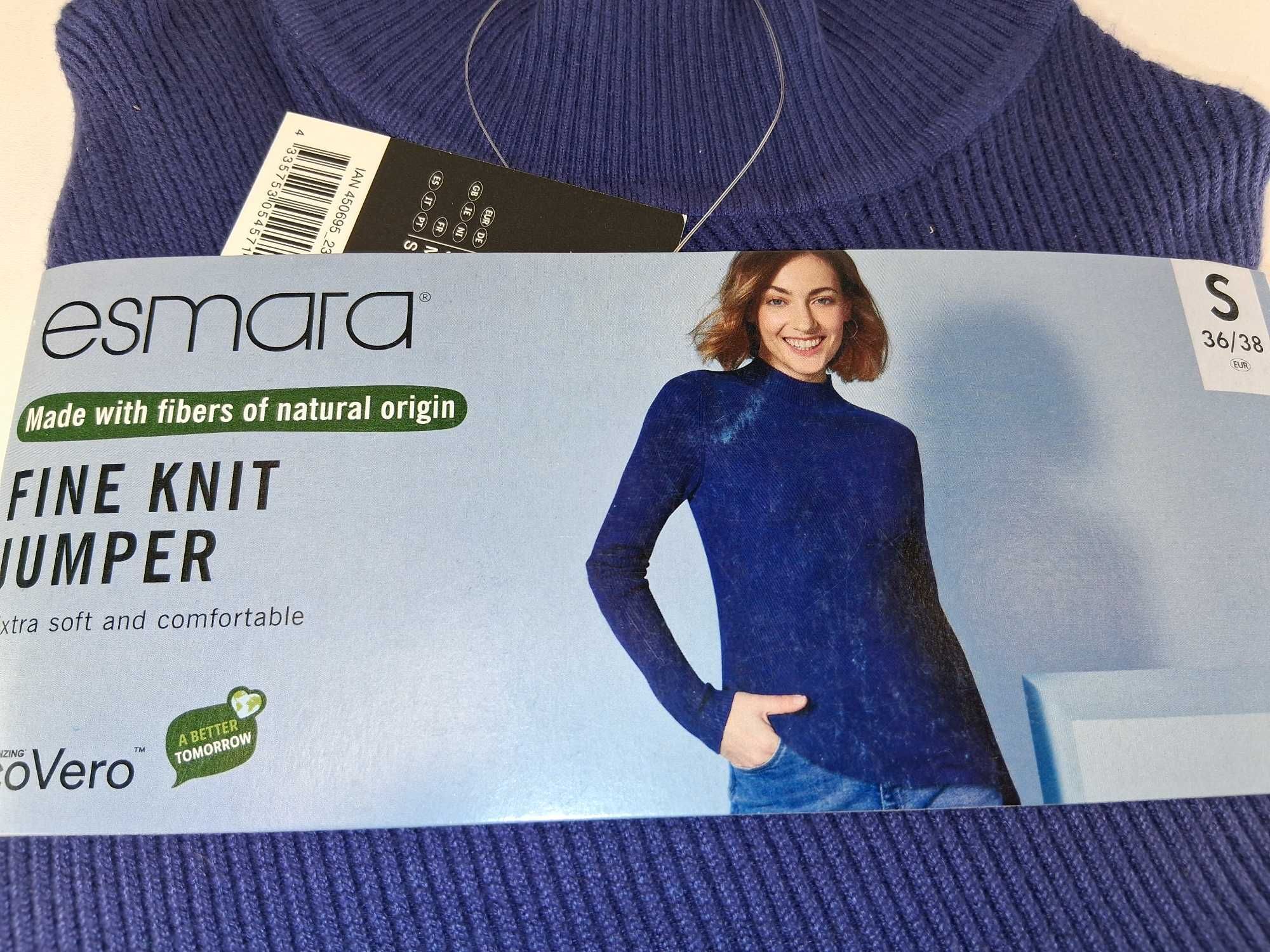 A075 Sweter Damski Esmara Fine Knit Jumper Prążkowany Rozmiar S 36/38
