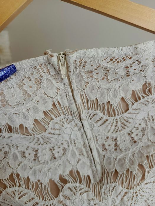 Biała, koronkowa spódniczka mini | rozmiar M Forever 21