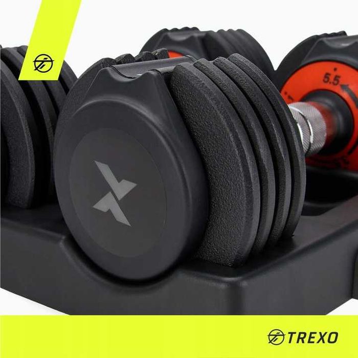 Zestaw hantli regulowanych TREXO 2 x 5,75 kg czarny 11,5 kg