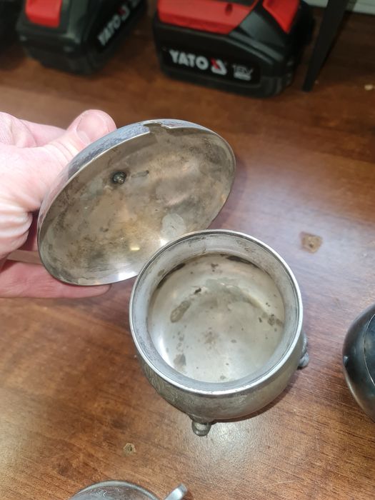 Zestaw naczyń posrebrzanych PRL