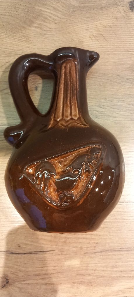 PRL VINTAGE CEPELIA porcelitowy dzbanek wazonik wazon karafka brązowa