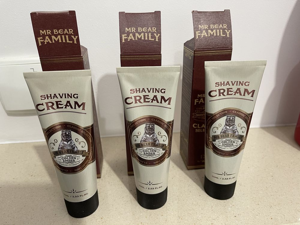 Mr Bear Family Golden Ember Shaving Cream 75ml x 3