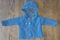 M&S Bluza niemowlęca z kapturem, rozpinana, niebieska, rozmiar 74