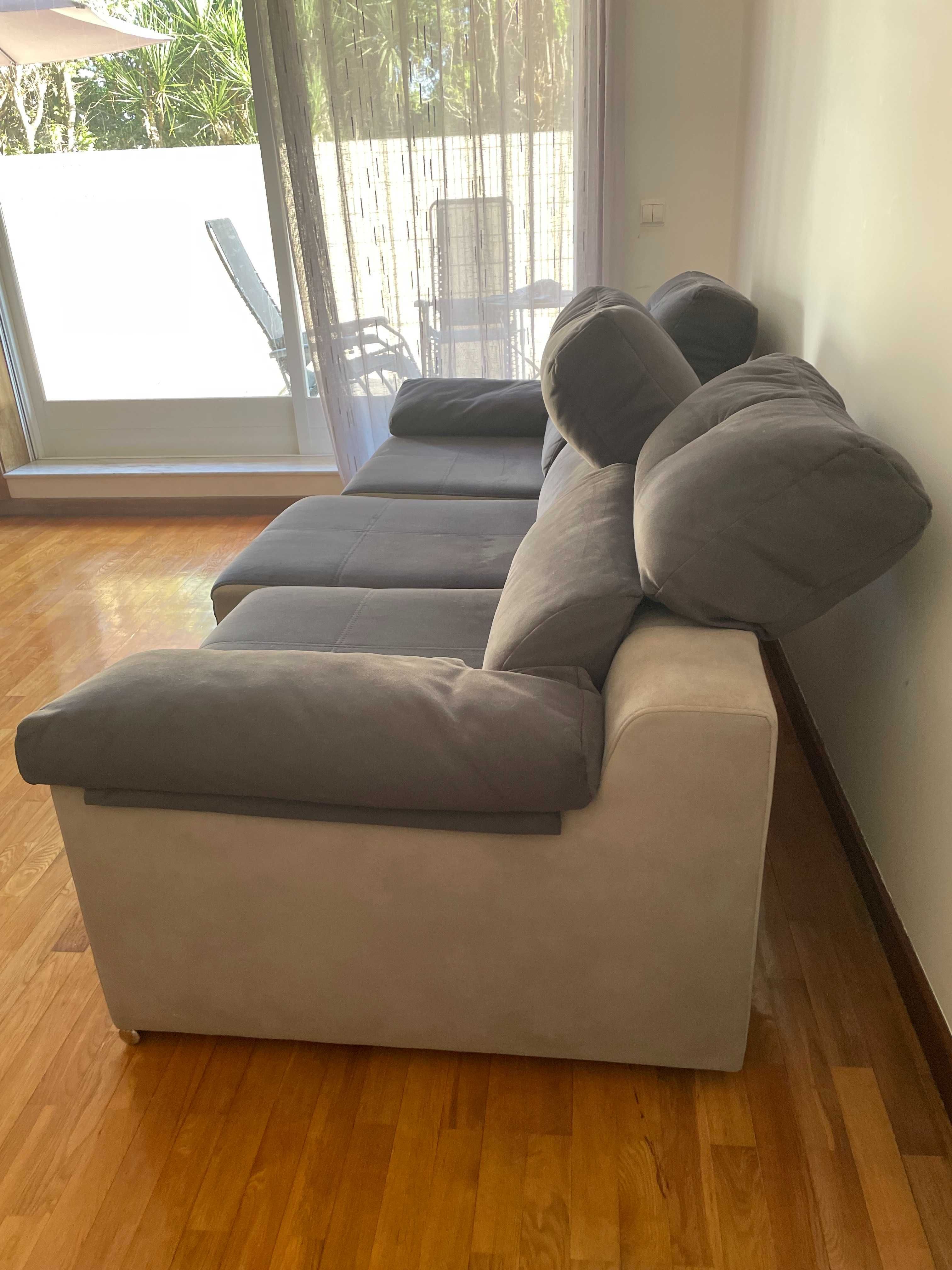 Sofá de 3/4 lugares com chaise longe