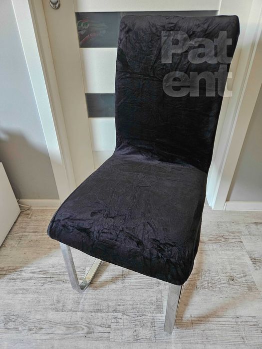 Pokrowce na krzesła miękkie welurowe czarne 6 sztuk welvet