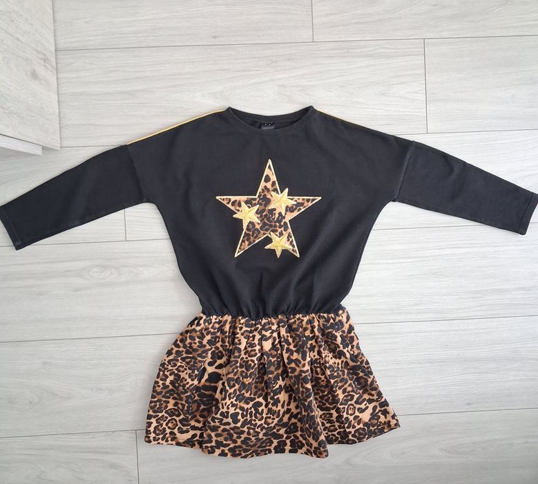 Sukienka dla dziewczynki, panterka, rozmiar 146