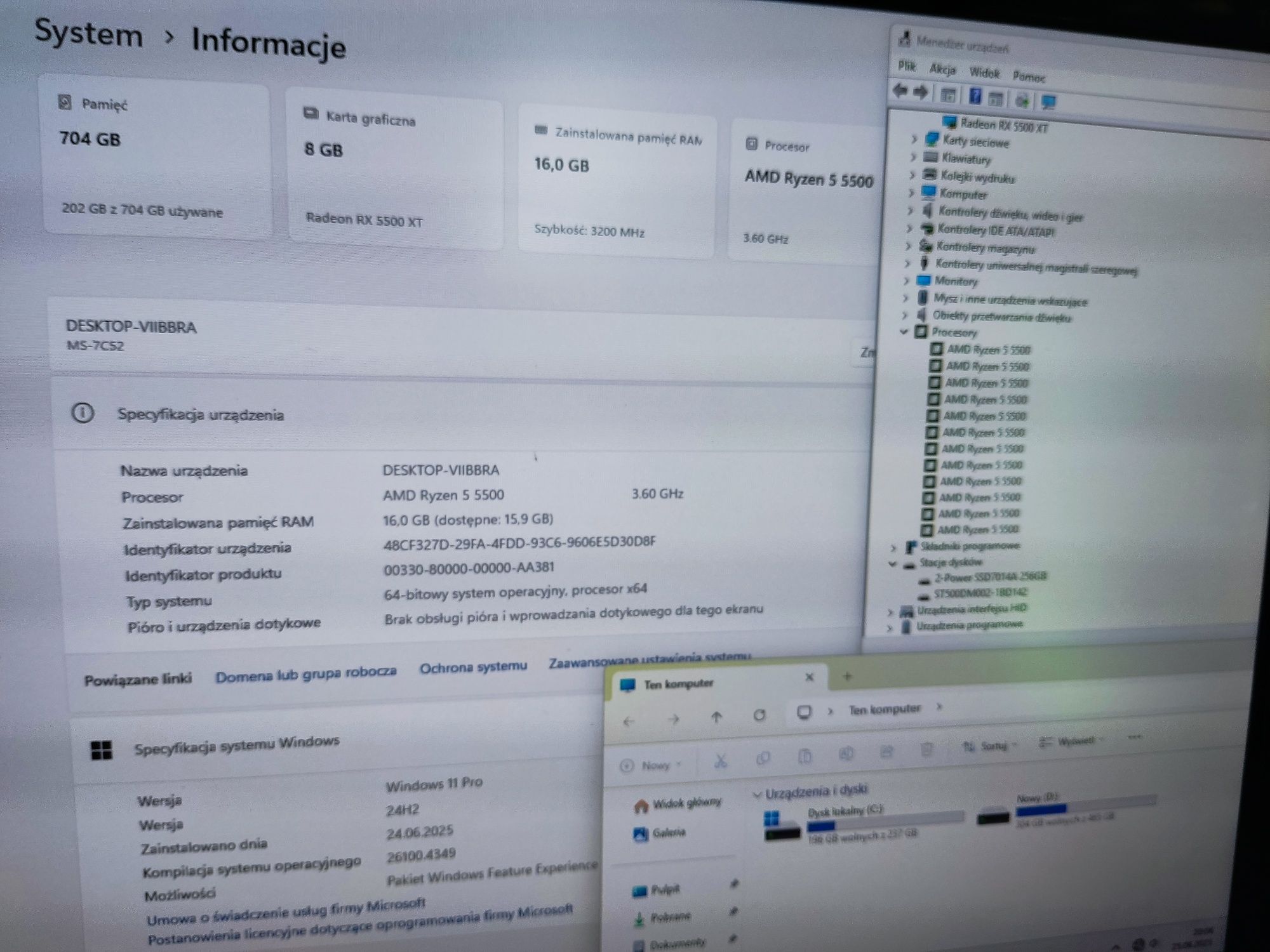 Komputer stacjonarny AMD Ryzen 5 5500/RX/NVME do Gier e-sportu