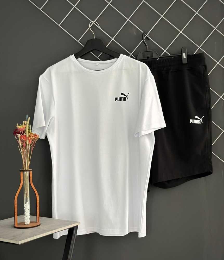 Спортивний костюм Puma 2 в 1 шорти чорні + футболка біла