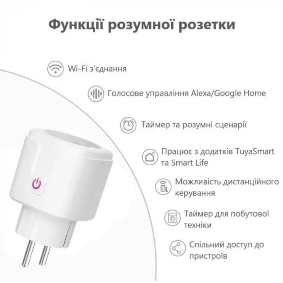 Розумна смарт розетка Wi-fi. Умная розетка