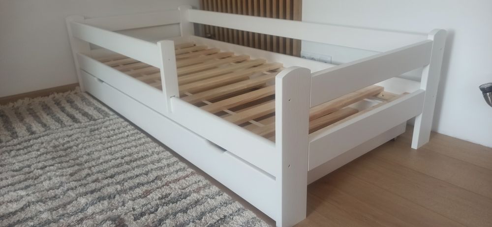 180x80 Łóżko dziecięce białe z szufladą na materac