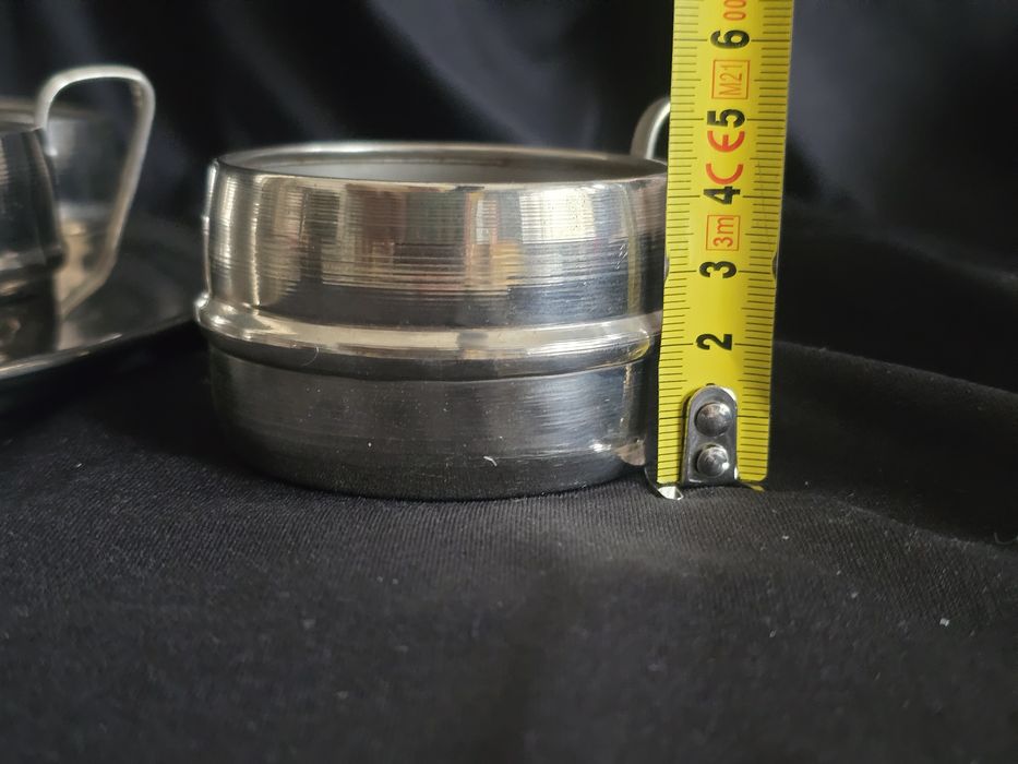 Zestaw: taca, filiżanki,  cukiernica,  patera na nodze retro prl