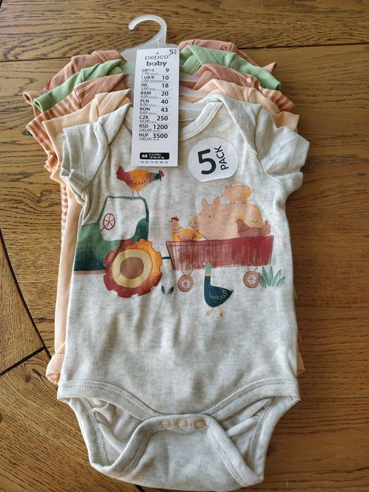 Nowe body dziecięce z krótkim rękawem rozmiar 68 plus gratis!