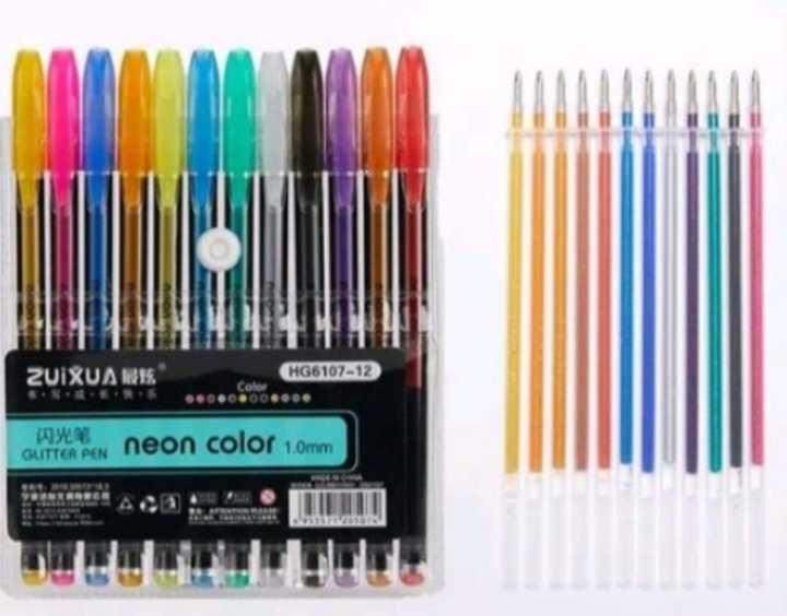 Гелиевые ручки неоновые блестящие глітер паста кольорові ручки металік