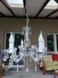Żyrandol wiszący, lampa sufitowa, kryształki, 5 żarówek