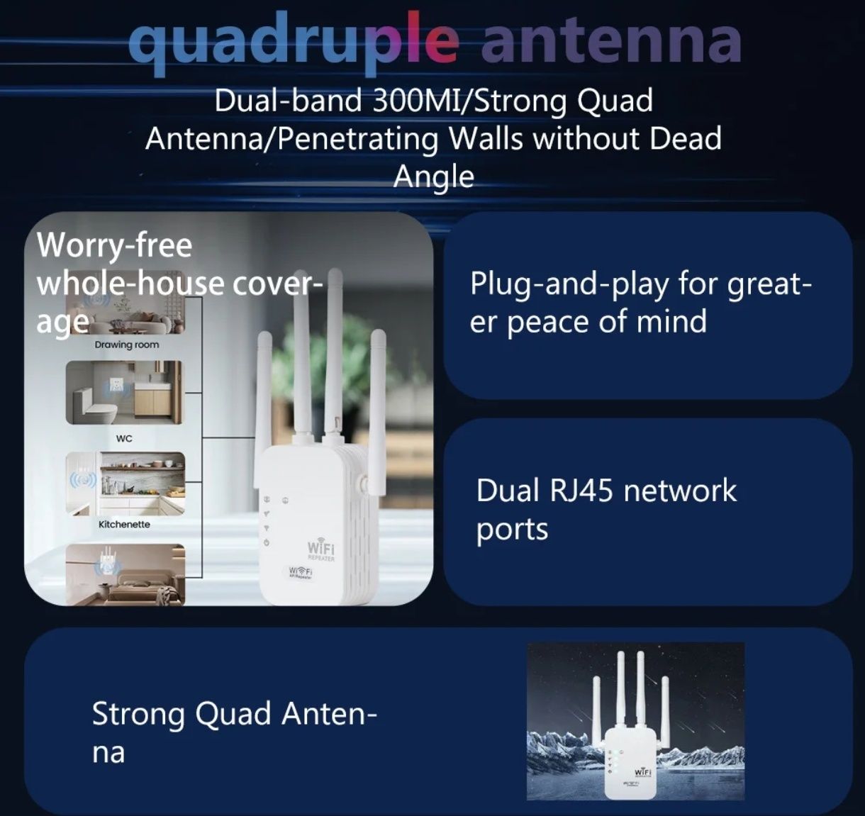 Repeater Mega zasięg - wzmacniacz WiFi 2.4GH z funkcją AP