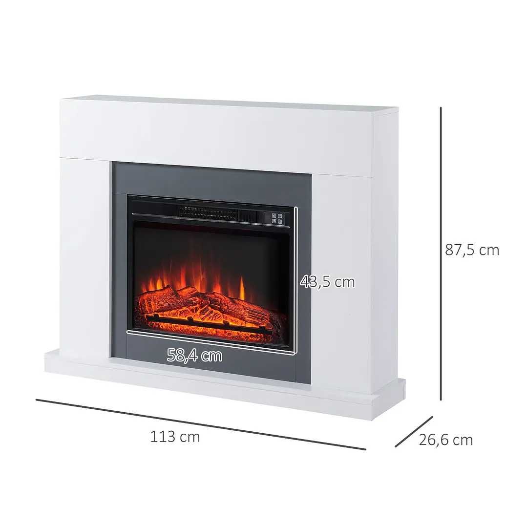 Lareira Elétrica 1800 a 2000W Chama Ajustável.