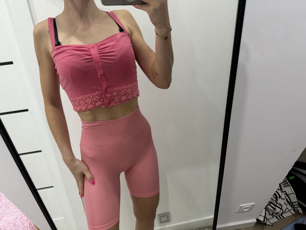 Top crop różowy zara