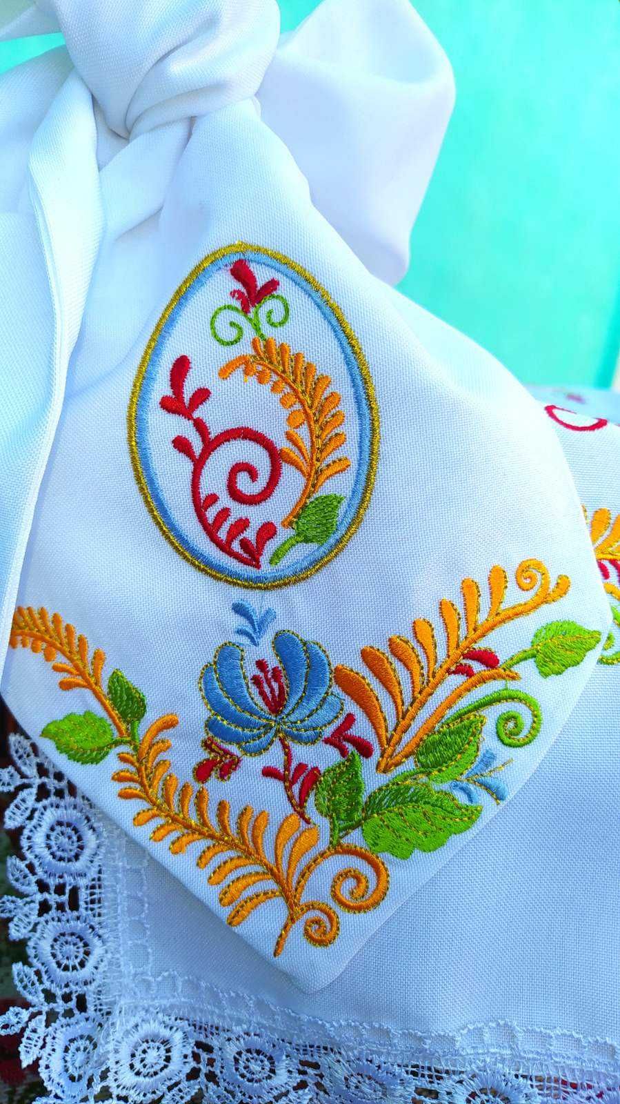 Великодній вишитий набір, вишитий рушник на пасху
