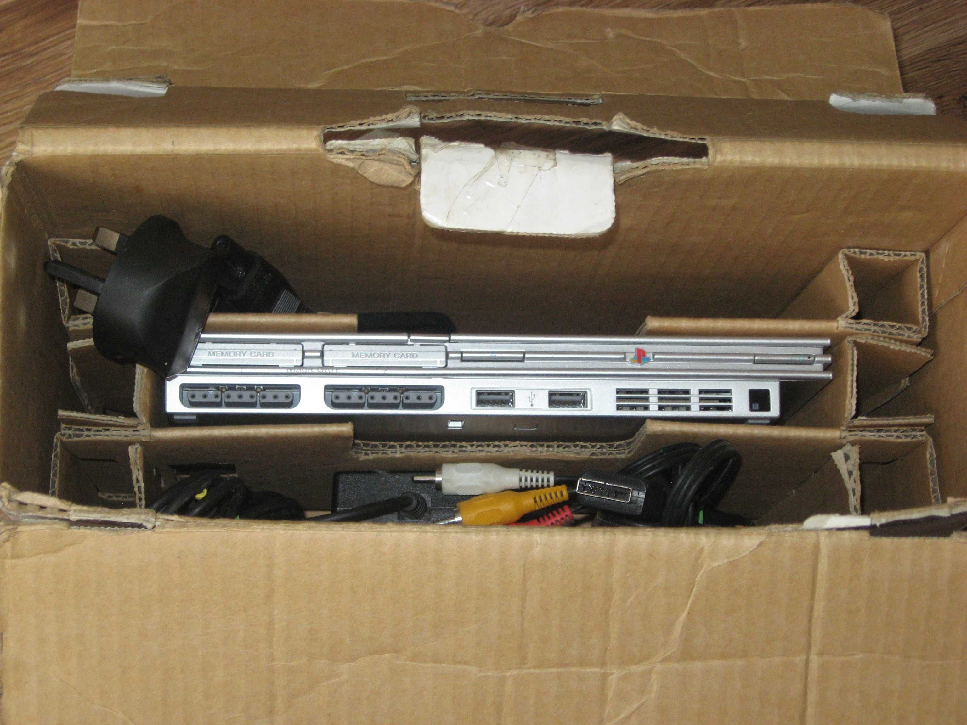 Zestaw SONY Play Station 2 Slim Satin Silver Pudełko PLOMBA!