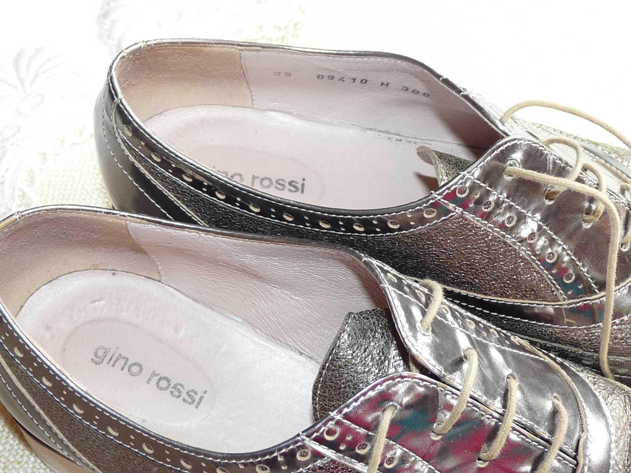 GINO ROSSI stylowe skórzane buciki 39/25,5 cm