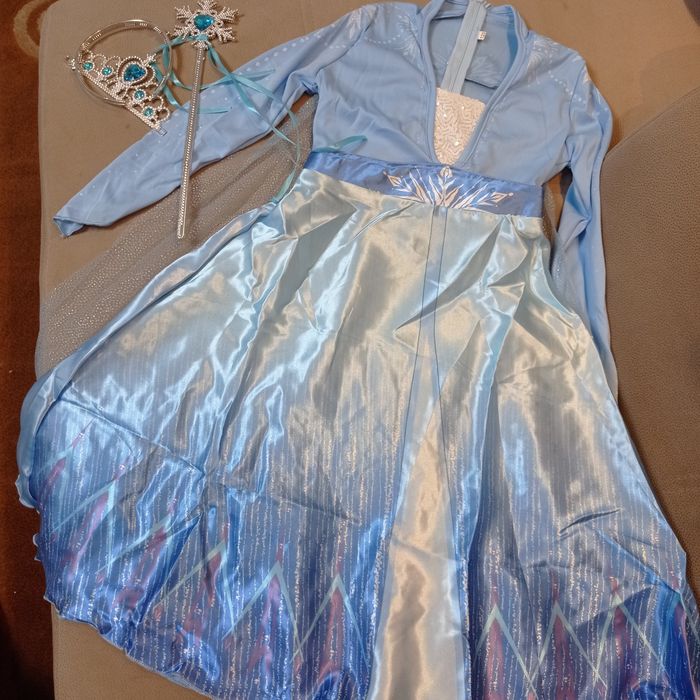 Sukienka strój karnawałowy przebranie Elsa Kraina Lodu r.116-122
