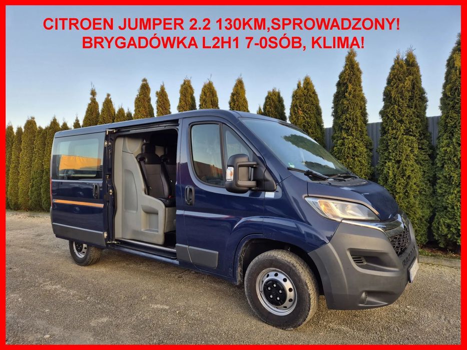Citroën JUmper 2.2 130KM/ Brygadówka/  Dubel Doka 7-osób/ L2H1/ paka 2.1m/ Klima/ Sprowadzony!