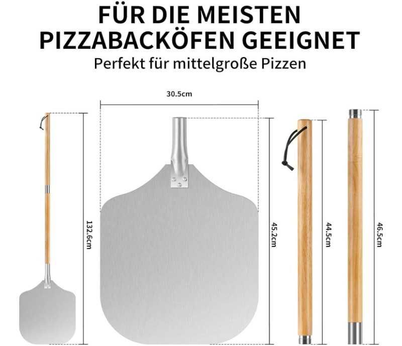 Aluminiowa łopata do pizzy 132.6 cm, drewniana rączka ANKA