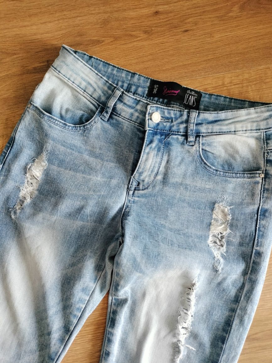 Damskie spodnie dżinsy rurki rozmiar S